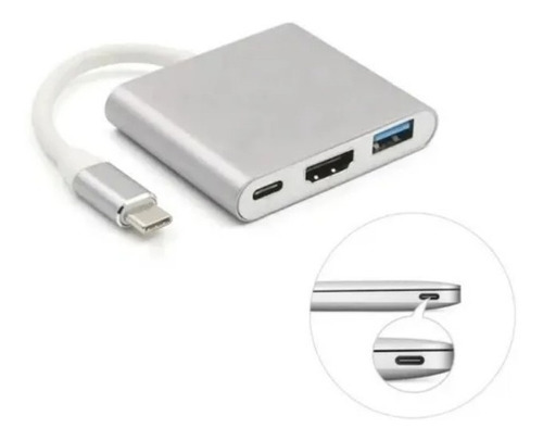 Adaptador Cab Tipo C Para Hdmi 4k Usb 3.0 Hub Macbook Air P
