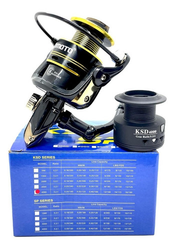 Reel Omoto Ksd 4000. 4 Rulemanes + Carrete Extra + Nylon