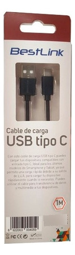 Cable Carga Rápida Datos 2,4 Amp Usb Tipo C 1 Metro Bestlink