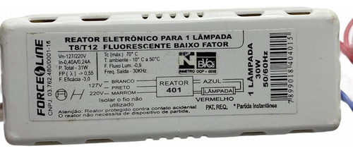 Reator Para 1 X 30 W Fluorescente 127/220V Force Line