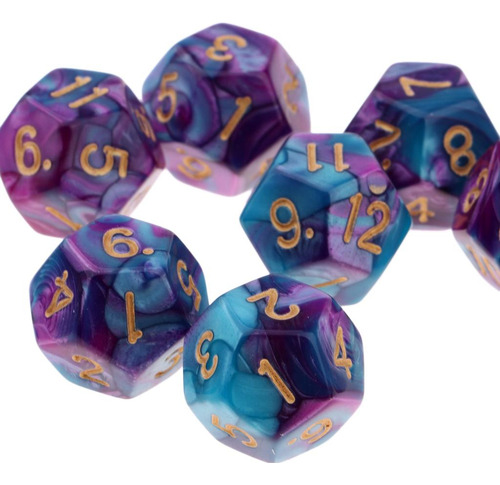 D12 Dados Para 10 Pedazos Morado + Azul