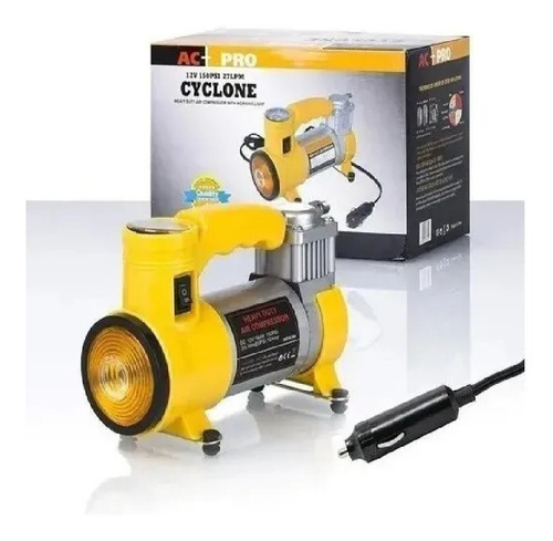 Compresor Inflador De Aire Llanta Carro Vehículo Automático Color Amarillo