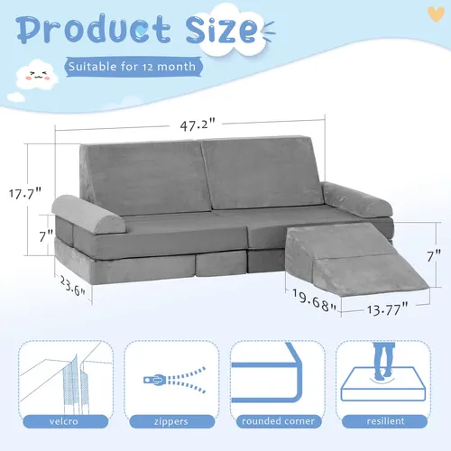 Moozhealth Sofa De Juego Para Ninos: Juego Modular De Bloque