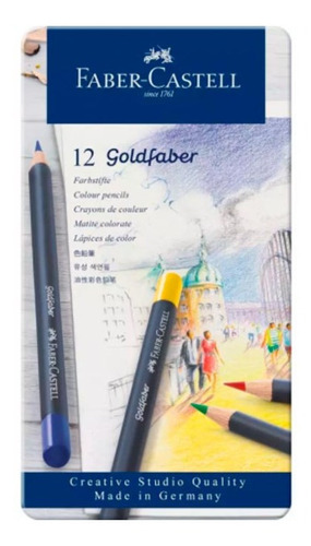 Lapices Faber Castell Goldfaber X12 Colores Estuche Metalico