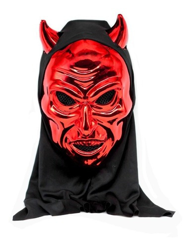 Máscara Diablo Brillante Con Velo Disfraz Halloween 3093417 Color Rojo/Plateado