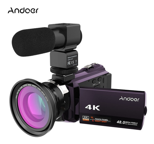 Cámara De Video Digital Wifi Andoer 4k 1080p 48mp Con