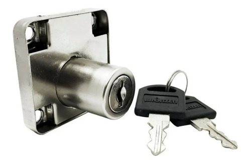 Imagen 2 de 7 de Cerradura Para Mueble Bronzen Base Cuadrada Ø 19mm X 22 Mm