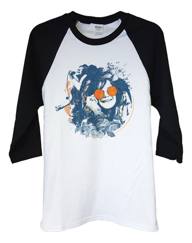 Polera Raglan 3/4 Janis Joplin Fanart Glass Rock Abominatron