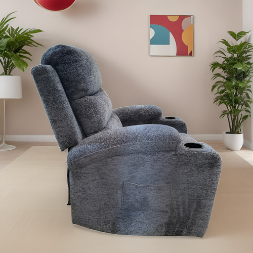 Sillón Berger Elevador Reclinable Eléctrico Tela Chenille Gris