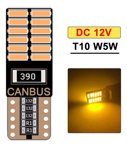 Pack 2 Luces Led Cola De Pescado T10 Ambar 12v 300 Lumen