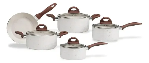 comprar Jogo  Panelas Smart Plus Vanilla Indução Cerâmico 5pç Brinox