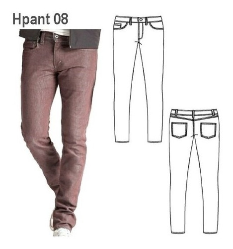 ( Moldes De Ropa)  Pantalon Jeans Hombre 0908