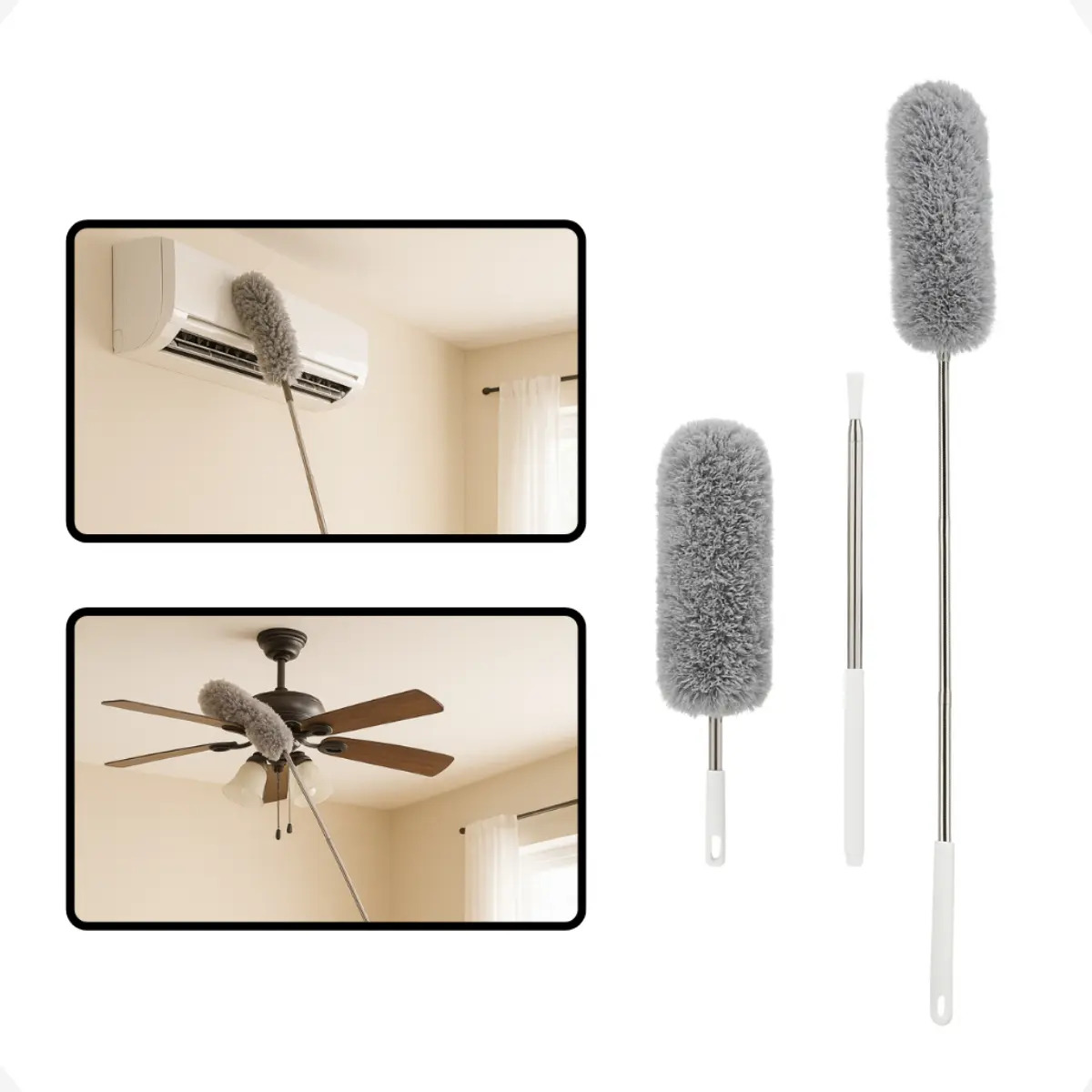 Espanador Cabo Longo Com Extensor Eletrostatico De Po Teto Branco Masterheart