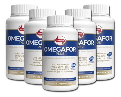 Suplimento Encapsulado Ômegafor Plus (120g) Vitafor - 5 Und