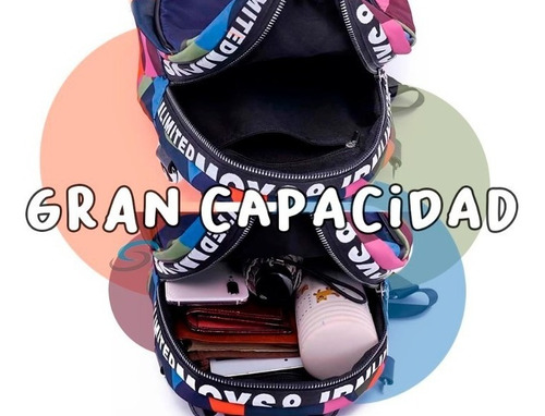 Imagen 5 de 9 de Bolsa Mochila Mujer Juvenil Cierre Antirrobo Back Pack Bk027