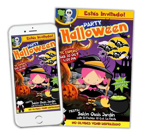 Invitacion Halloween Digital Niña Tipo Portada De Revista