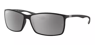 Óculos de sol polarizados Ray-Ban RB4179 Standard armação de liteforce cor matte black, lente silver de policarbonato espelhada, haste matte black de liteforce