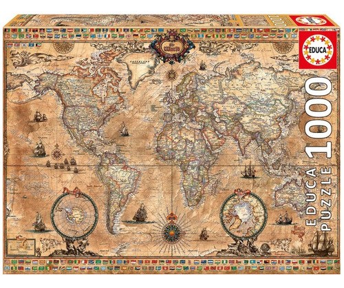 Rompecabeza Puzzle Mapamundi X 1000 Piezas Educa 15159 Full