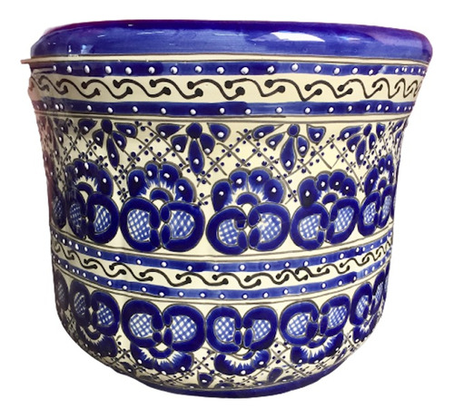 Maceta Olla De Talavera Grande Azul (altura 39 Cm)