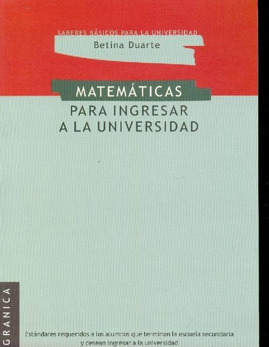 Libro Matematicas Para Ingresar A La Universidad De Betina D