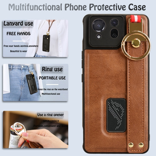 Para Funda De Piel Con Correa Marrón Para Asus Rog Phone 8