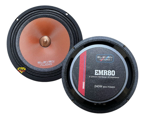 Mid Range 8 Black Steel Basket Eleven Audio Emr80 Negro