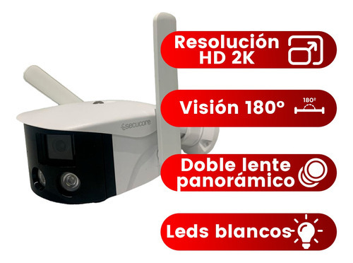 Cámara Seguridad Ip Wifi Exterior Video 2k Doble Lente 180°