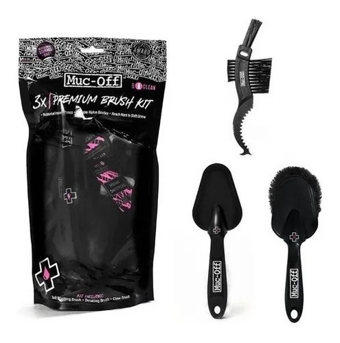 Kit de limpeza de bicicletas Muc-off Premium com 3 escovas