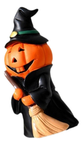 Figura De Calabaza En Miniatura Escoba Del Hombre Calabaza
