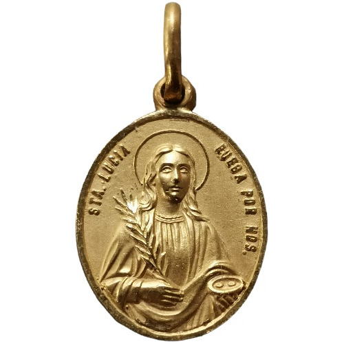 Medalla Oro 18k Santa Lucía #387 (medallas Nava) 