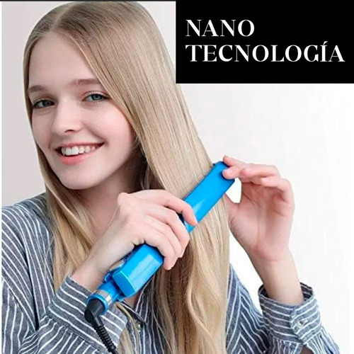 Plancha De Pelo Cabello Alisador Planchita Nano Tecnología Azul