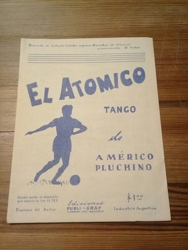 Partitura Tango El Atómico ( Mario Boyé), Américo Pluchino