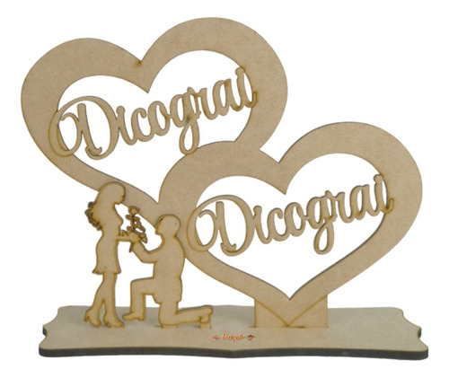 Centro De Mesa Corazón Novios Personalizado Mdf 3mm 12pzas