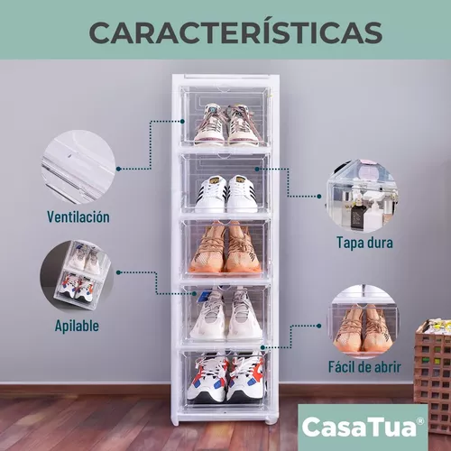 CASATUA Cajas Organizador de Zapatos Set 4 Zapatero Apilable CasaTua