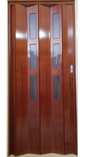 Puerta Plegadiza / Interior Lustrada Caoba Vidriada 90x200