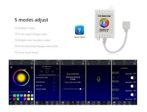 Imagem 2 de 5 de Controlador Fita Led Rgb Bluetooth 20 Metros Android Ios