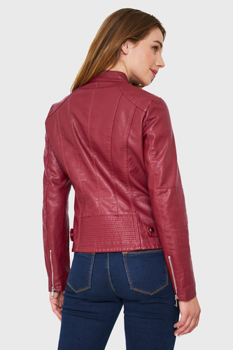 Imagen 4 de 6 de Chaqueta Cuello Mao Ecocuero Burdeos Nicopoly
