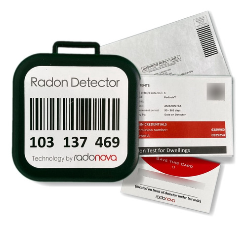 Radonova Radtrak³ Detector Radon Para Hogar  Kit Prueba 90