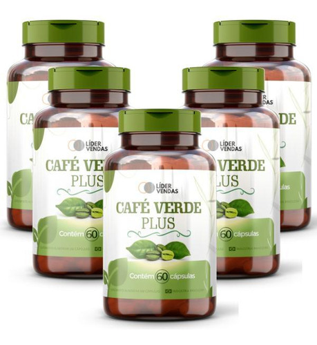 Café Verde Plus -60 Cáps Kit Com 5 Potes