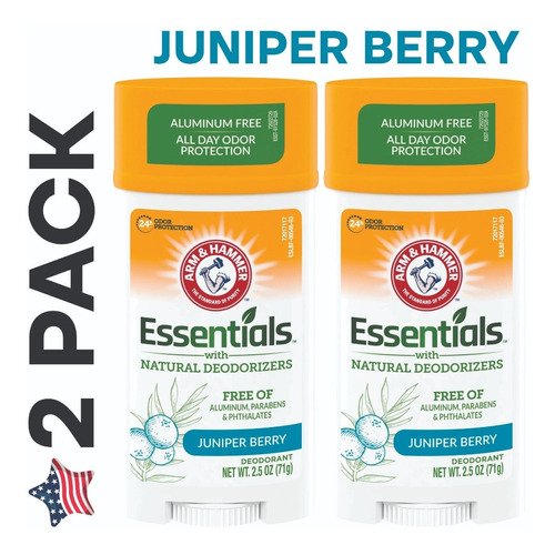 2 Pack Desodorante Arm & Hammer 71g Essentials Juniper Berry