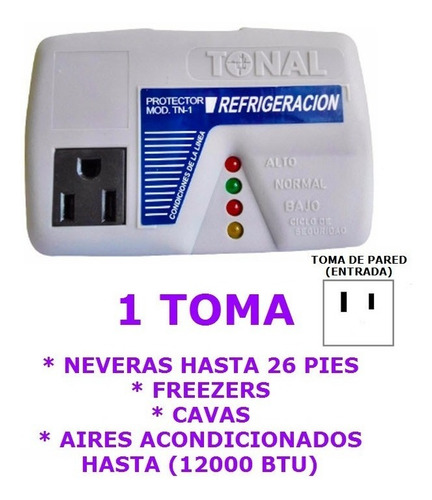 Protector Voltaje 1 Toma Nevera Freezer Cava Tn-1 Tonal Ccc