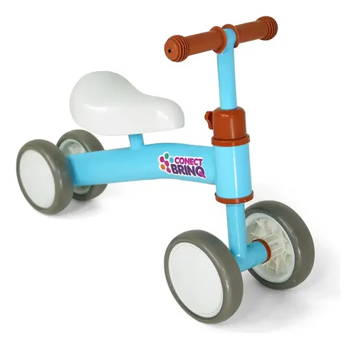 Bicicleta de equilíbrio infantil, 4 rodas, Conect Brinq, sem pedal, estável, mais de 5Mil vendidos