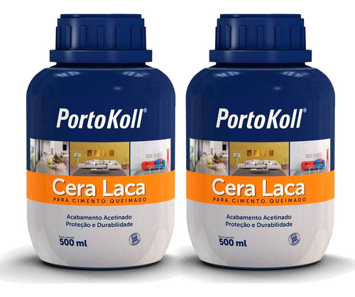 Cera Laca Cimento Queimado Portokoll 500ml - Kit 2 Unid