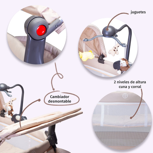 Cuna Corral Para Bebé Aeiou C96-a Con Colchón Memory Foam