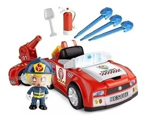 Pin Y Pon Auto De Bomberos Trailer Manguera Y Figura Orig