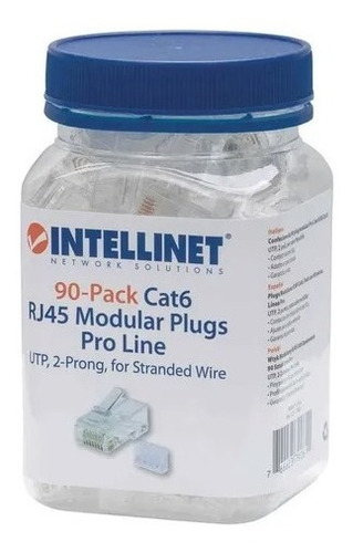Conector Plug Rj45 Cat 6 Bote 90 Piezas Intellinet 790611