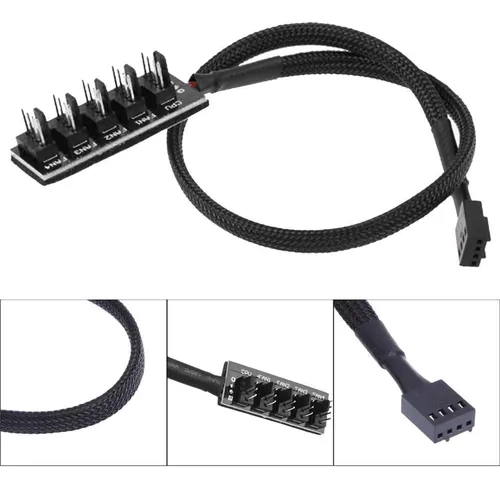 comprar Pwm Fan Hub Pc Divisor De 5 Vías Cable Adaptador De Divisor