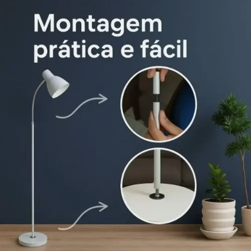 Luminaria De Chão Abajur Articulada Flexivel Pedestal Piso