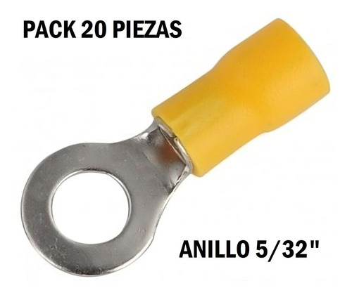 Pack Terminal Preaislado Amarillo 10 12 Awg Hueco Ojo 5/32