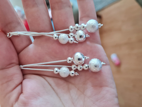 Hermosos Aros Largos De Esferas Plata 925